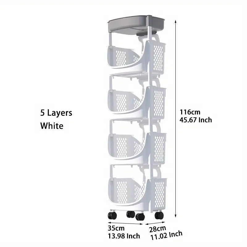 5-Layer Rolling Storage Cart | Kitchen, Bathroom & Living Room Organizer