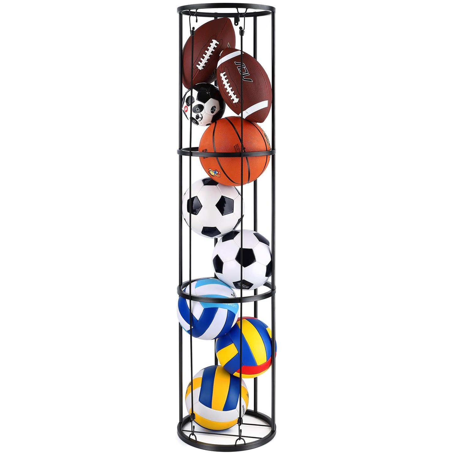 3-Layer Vertical Ball Storage Rack – Wall Mount or Freestanding Garage Organizer